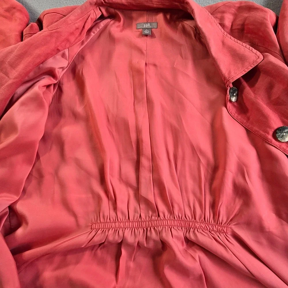 J. Jill Dress & Jacket Set Women XL/L Petite Coral Silk Linen 2 Piece Co-ord